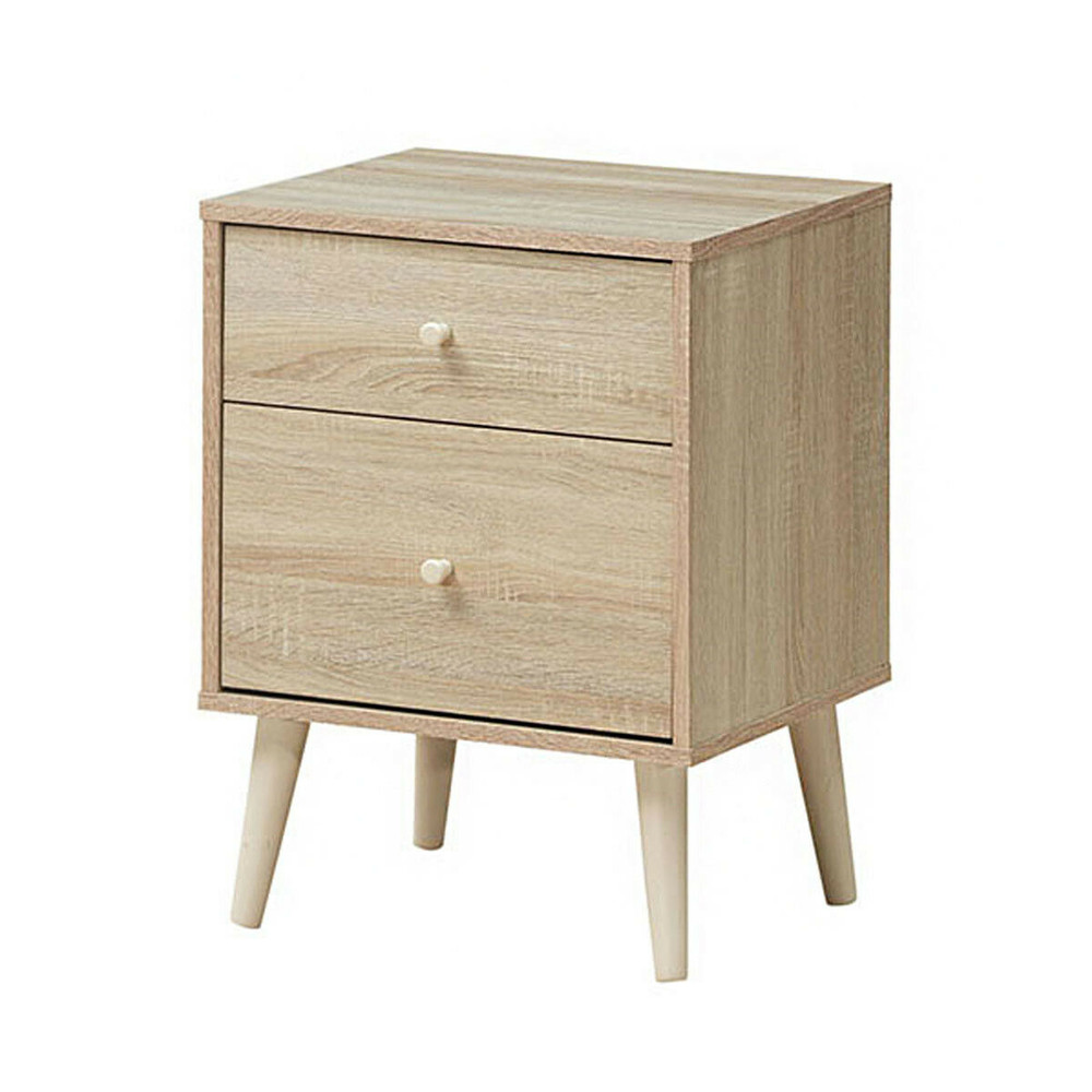 Modern Nightstand with 2 Storage Drawers, Freestanding Bedside Table with Rubber Legs