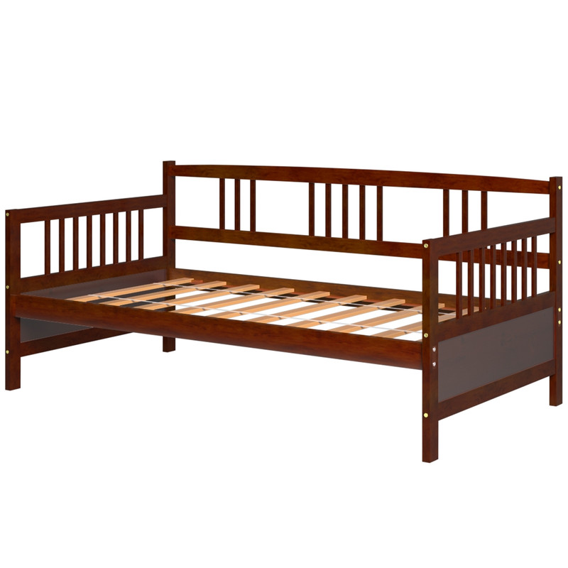 Modern Twin Size Daybed Frame with Wooden Slats Support, Sturdy Pine Wood Design