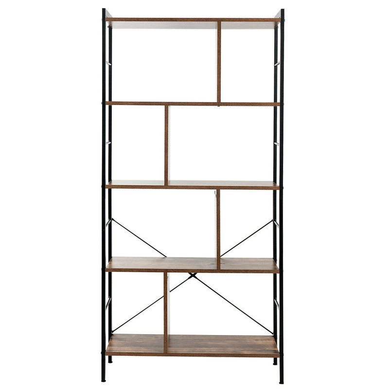 4 Tier Industrial Bookshelf, Freestanding Storage Rack with Metal Frame & Chipboard Shelves