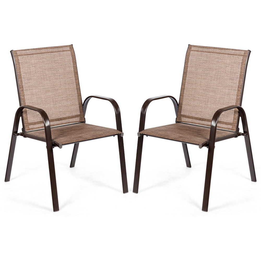 Outdoor Armchair Set of 2 Weather Resistant Patio Dining Chairs, 330 lb Capacity