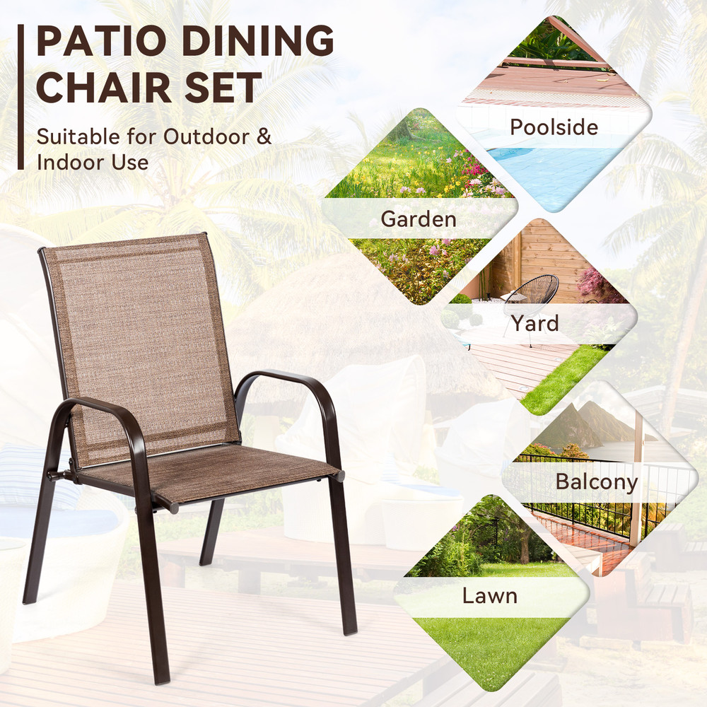 Outdoor Armchair Set of 2 Weather Resistant Patio Dining Chairs, 330 lb Capacity