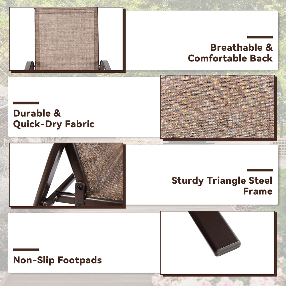 Outdoor Armchair Set of 2 Weather Resistant Patio Dining Chairs, 330 lb Capacity