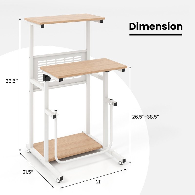 Standing Desk for Small Space, Sit Stand Desk with Height Adjustable Desktop & Footrest, Compact Workstation