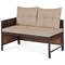 3 Pieces Rattan Patio Corner Sofa Set with Coffee Table, Outdoor PE Wicker Sectional Furniture for Garden, Backyard