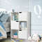 6 Cubes Wood Storage Shelves with Doors, Modern Bookcase Cabinet for Home Office Organization