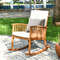 Outdoor Acacia Wood Rocking Chair With Detachable Cushions Rustic Solid Wood Patio Rocker For Backy 3