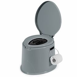 outdoor portable toilet with detachable paper holder, compact travel toilet for camping, car, rv, hiking, and emergency