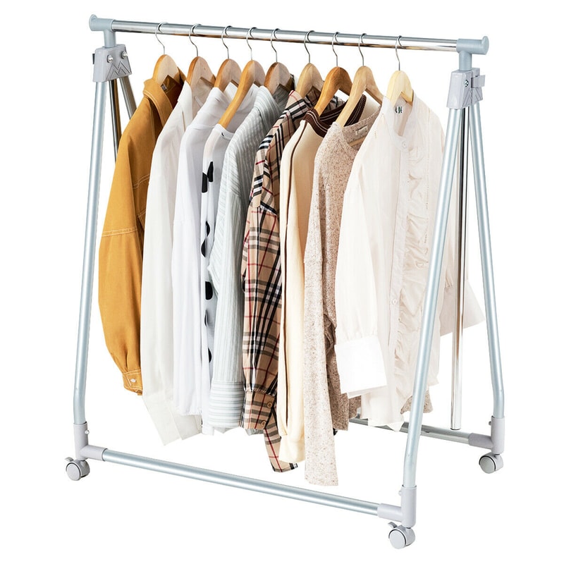 Heavy Duty Extendable Foldable Clothing Rack With Hanging Rod Adjustable Height Rolling Wheels Fo 5