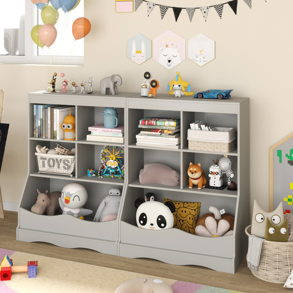 Kids MultiFunctional Bookcase With 5 Open Storage Compartments Toy Organizer Bin Sturdy Floor Shel 3