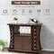 Rolling Buffet Sideboard with Wine Rack, Wooden Bar Storage Cabinet on Wheels