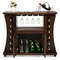 Rolling Buffet Sideboard with Wine Rack, Wooden Bar Storage Cabinet on Wheels
