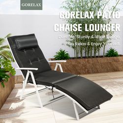 adjustable outdoor lightweight folding chaise lounge chair with pillow, portable & weather-resistant