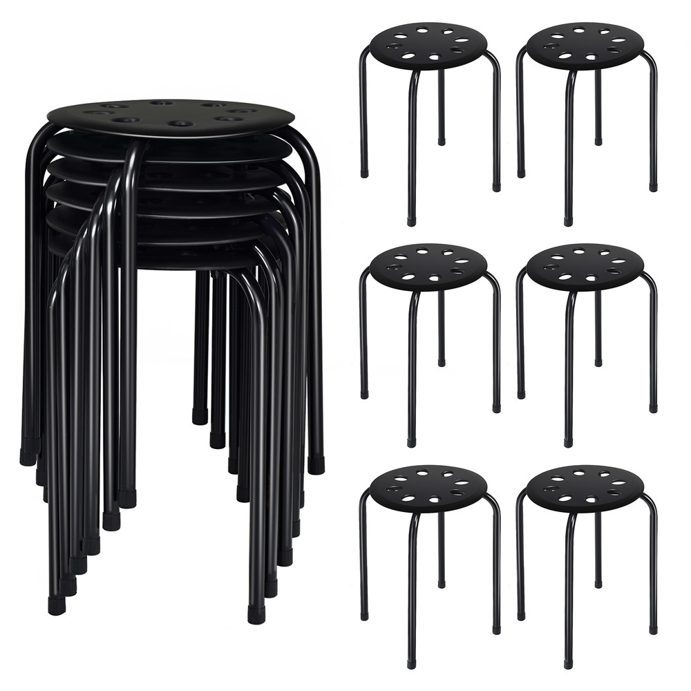 175 Inch Set Of 6 Portable Plastic Stack Stools With Metal Frame Sturdy Lightweight SpaceSaving 3