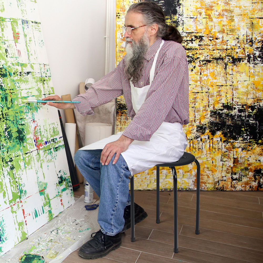 175 Inch Set Of 6 Portable Plastic Stack Stools With Metal Frame Sturdy Lightweight SpaceSaving 4