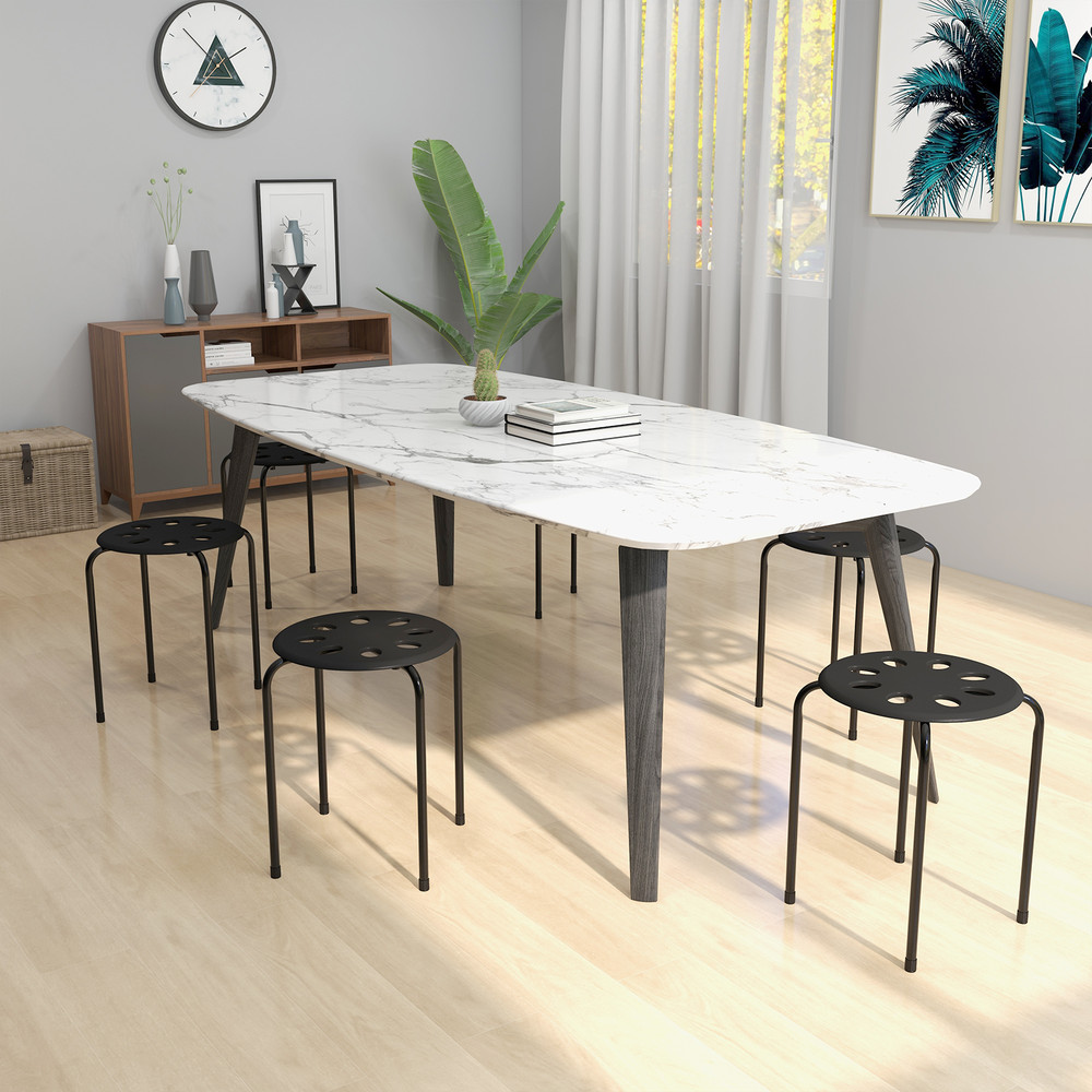 175 Inch Set Of 6 Portable Plastic Stack Stools With Metal Frame Sturdy Lightweight SpaceSaving 5