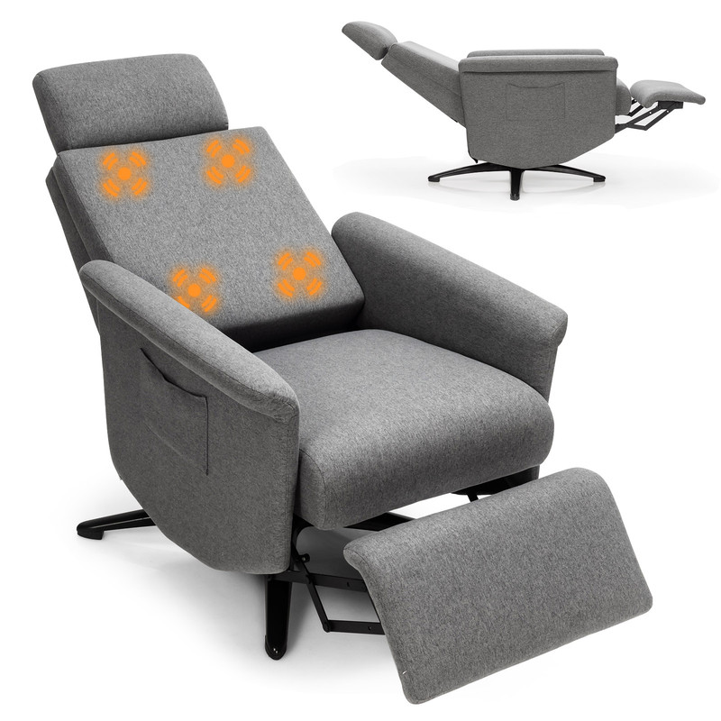 Swivel Massage Recliner Single Sofa with Adjustable Headrest – 360 Rotating & Vibrating Lounge Chair