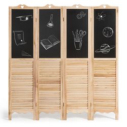 4-panel folding privacy room divider screen with chalkboard โ erasable & space-saving