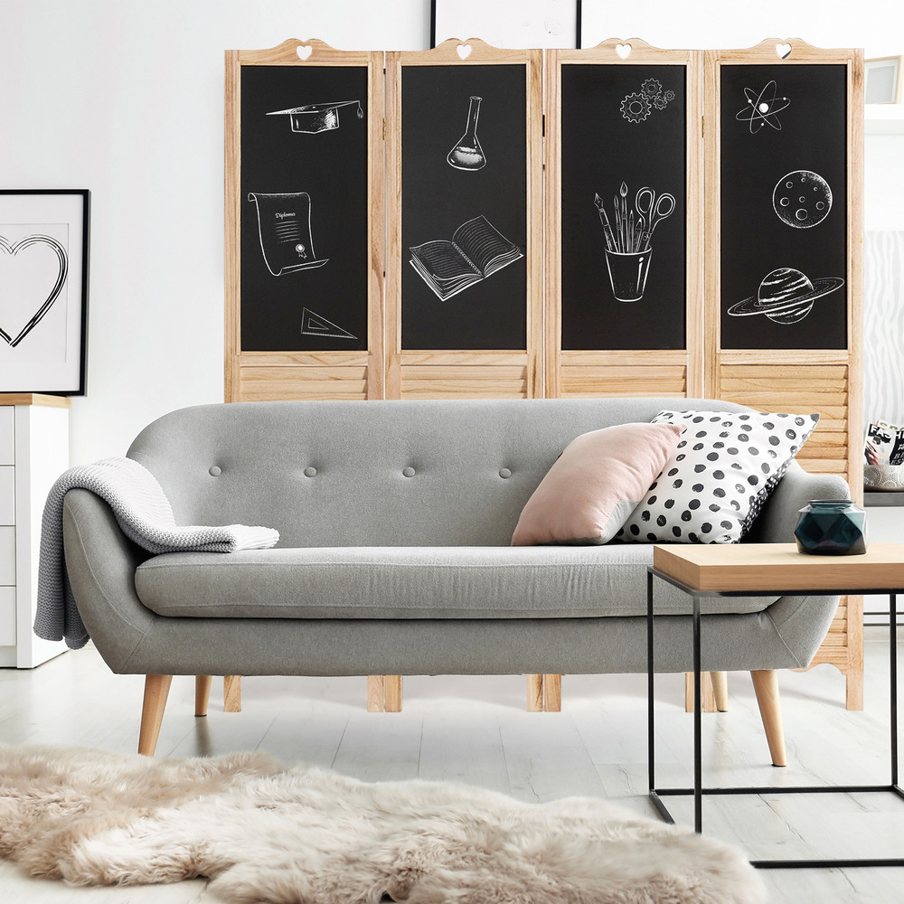 4-Panel Folding Privacy Room Divider Screen with Chalkboard – Erasable & Space-Saving
