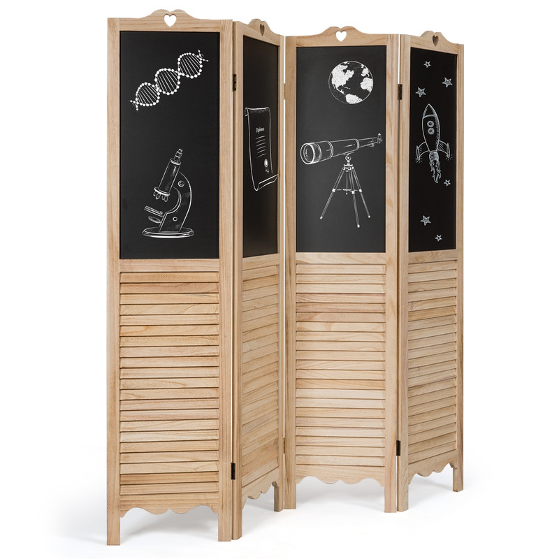 4-Panel Folding Privacy Room Divider Screen with Chalkboard – Erasable & Space-Saving