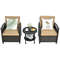 3-Piece Patio Rattan Furniture Set with Cushioned Sofa & Storage Table for Garden