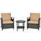 3-Piece Patio Rattan Furniture Set with Cushioned Sofa & Storage Table for Garden