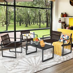 4-piece patio furniture conversation set with sofa & loveseat – outdoor/indoor seating
