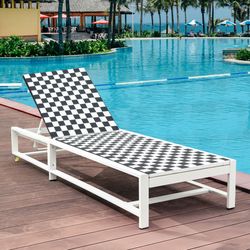 patio adjustable reclining chair – 5-position lounge chair chaise with wheels for garden, deck & outdoor relaxation