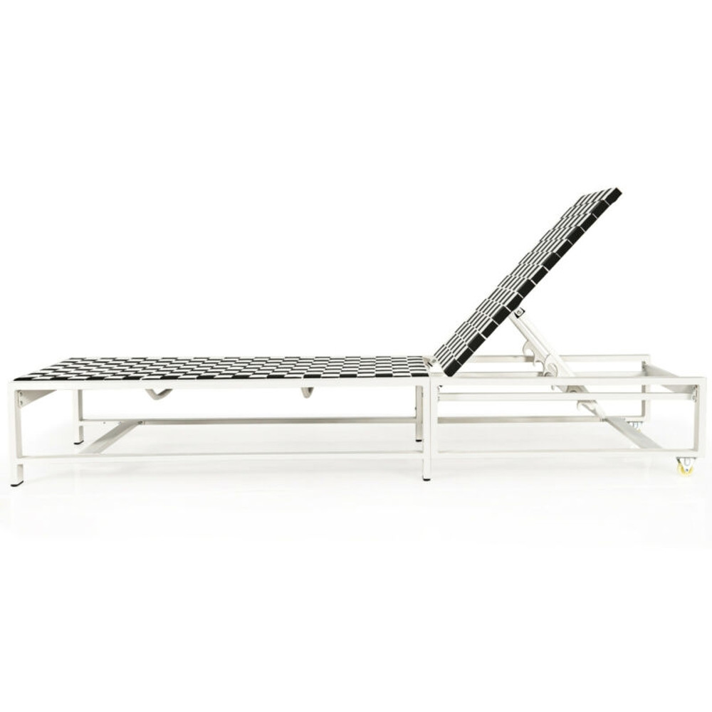 Patio Adjustable Reclining Chair – 5-Position Lounge Chair Chaise with Wheels for Garden, Deck & Outdoor Relaxation