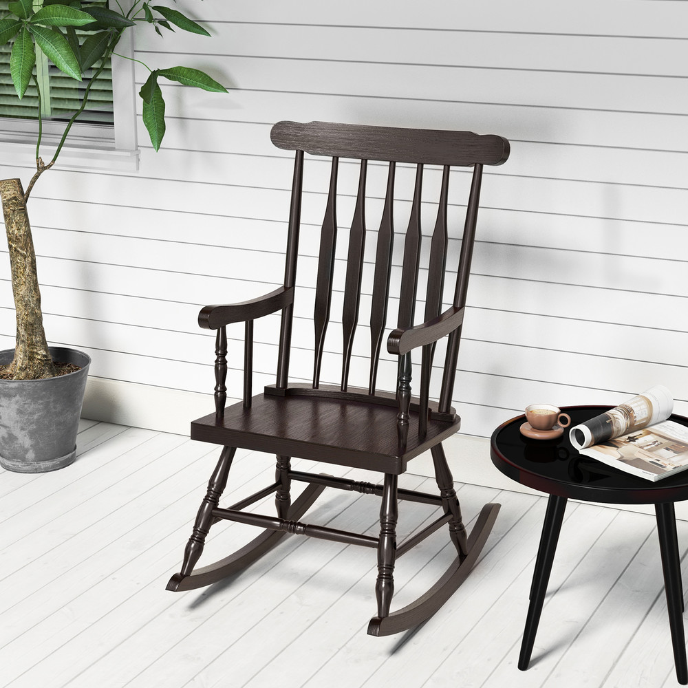 Premium Solid Wood Rocking Chair for Garden & Patio, Durable & Comfortable Outdoor Rocker