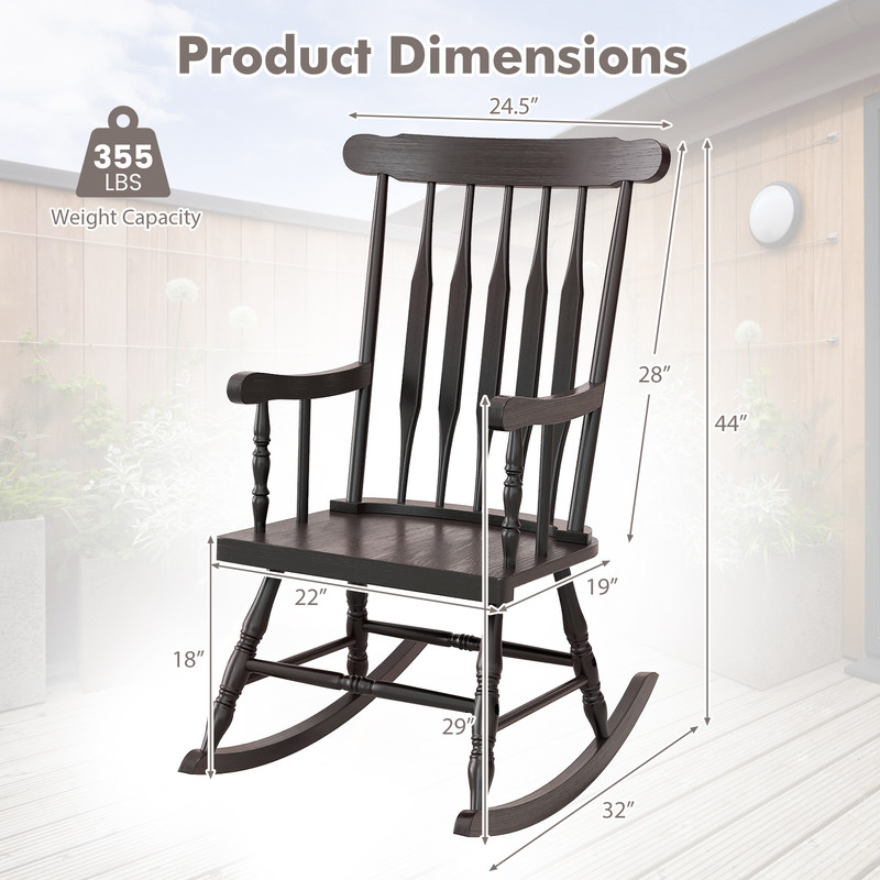 Premium Solid Wood Rocking Chair for Garden & Patio, Durable & Comfortable Outdoor Rocker