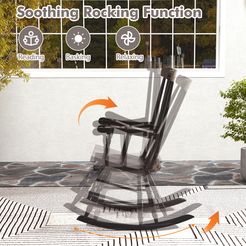 Premium Solid Wood Rocking Chair for Garden & Patio, Durable & Comfortable Outdoor Rocker