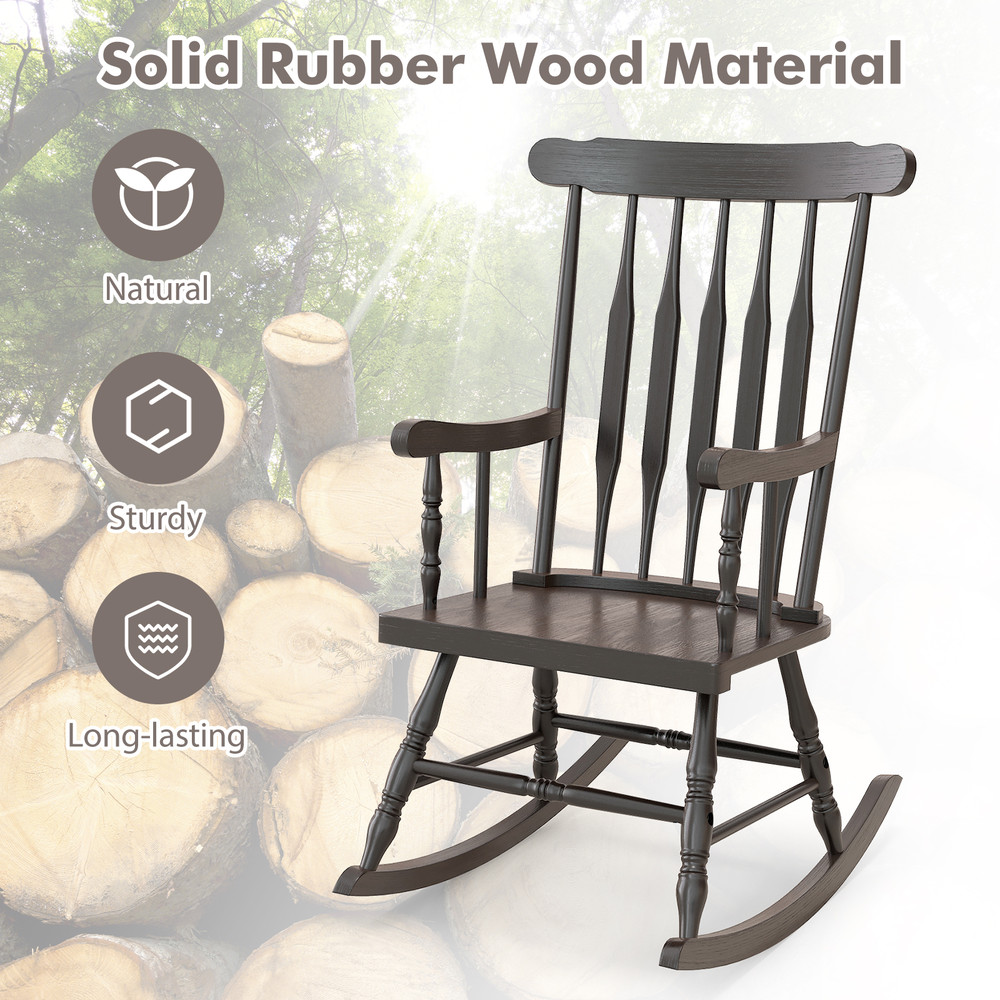 Premium Solid Wood Rocking Chair for Garden & Patio, Durable & Comfortable Outdoor Rocker