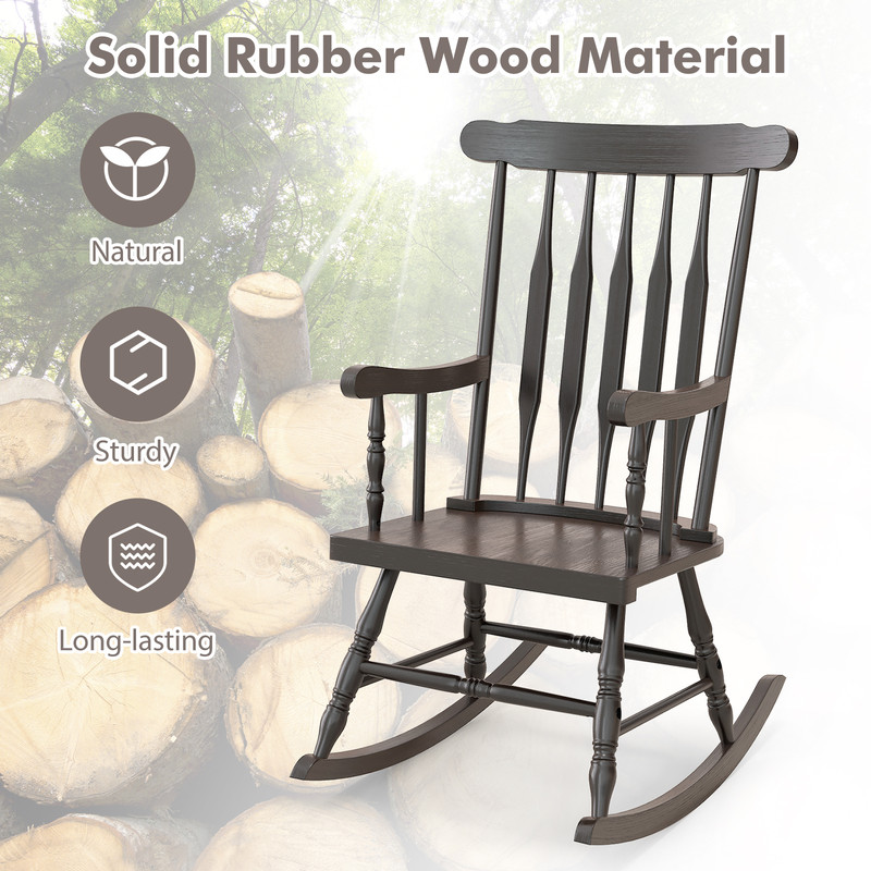 Premium Solid Wood Rocking Chair for Garden & Patio, Durable & Comfortable Outdoor Rocker