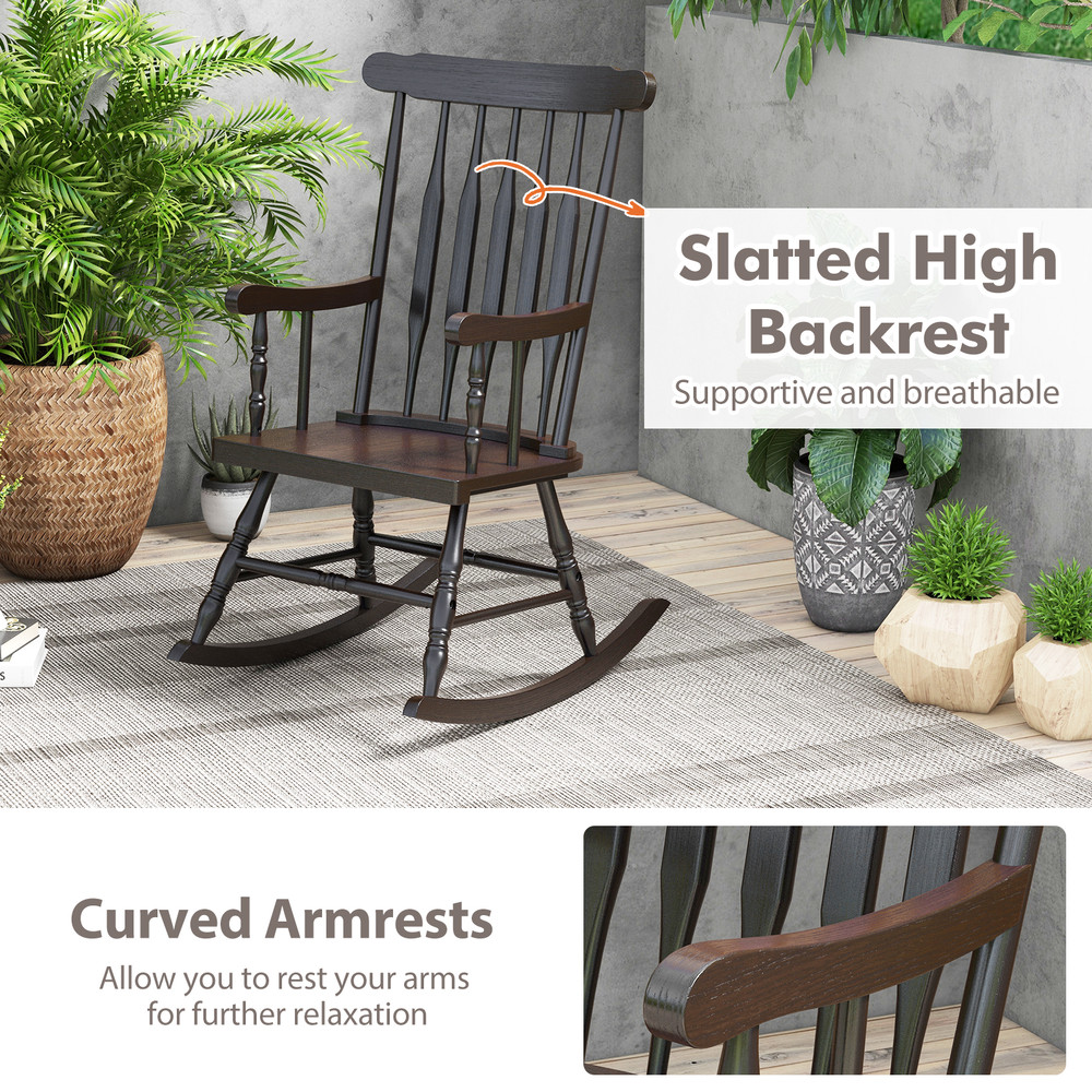 Premium Solid Wood Rocking Chair for Garden & Patio, Durable & Comfortable Outdoor Rocker