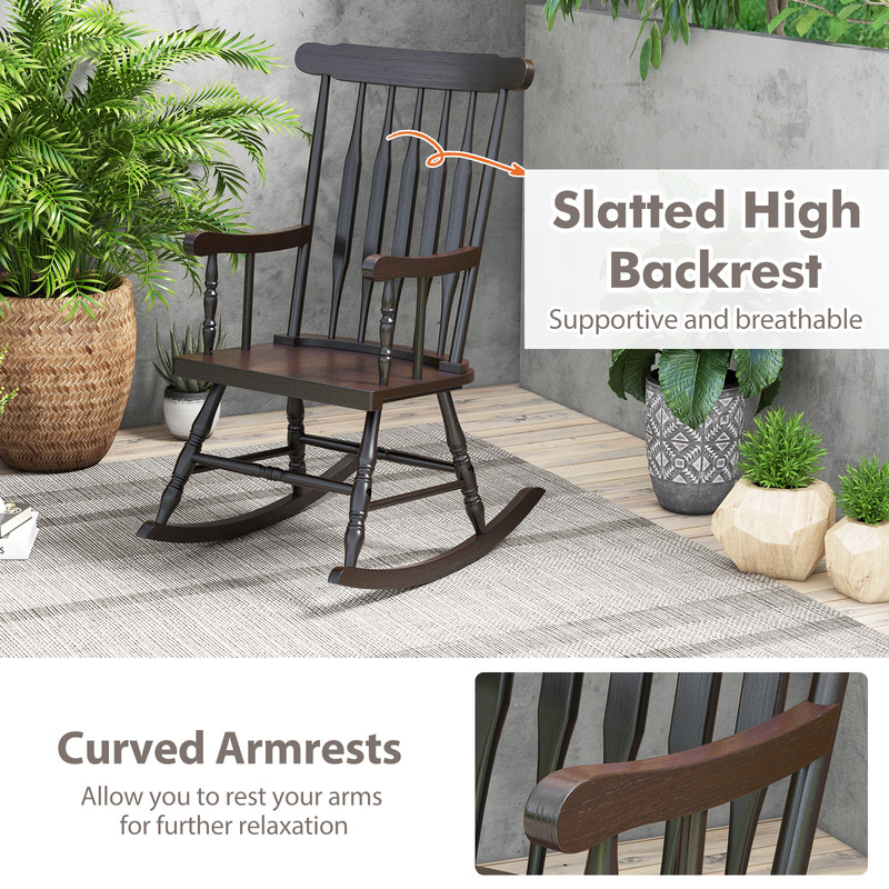 Premium Solid Wood Rocking Chair for Garden & Patio, Durable & Comfortable Outdoor Rocker