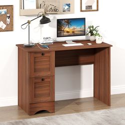 stylish wooden computer desk with 2 drawers, spacious workstation for home office, study, or writing desk