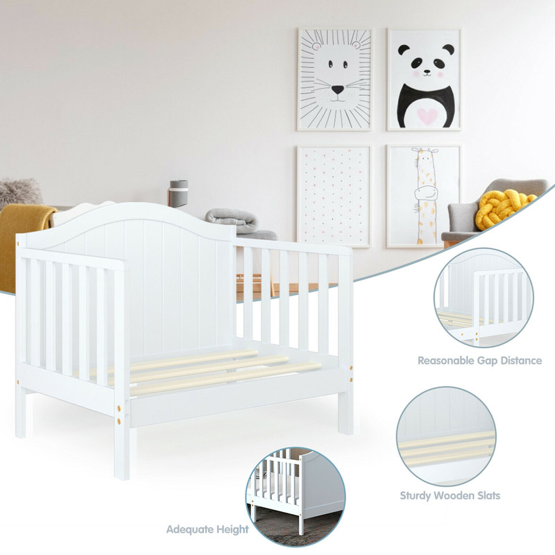 2in1 Classic Convertible Toddler Bed Wooden Kids Bed With 2 Side Guardrails For Extra Safety 5