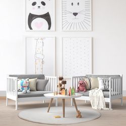 2-in-1 convertible toddler bed with guardrails, safe & versatile kids bed for growing toddlers