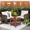 3Piece Acacia Wood Patio Furniture Set With Coffee Table Rattan Chairs Outdoor Conversation Bistro 2