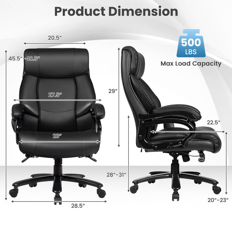 PU Leather Massage Office Chair Thick Foam Cushion Vibration  Height Adjustable 5
