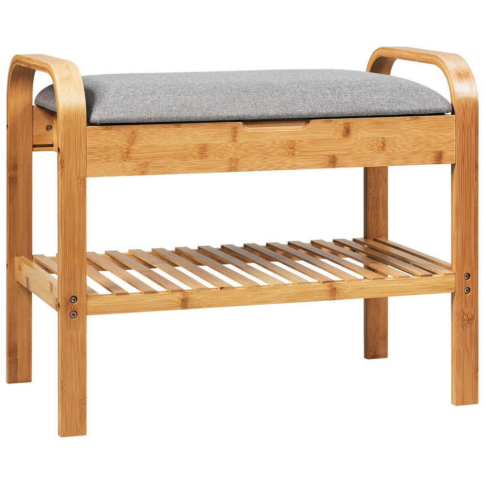 Bamboo Shoe Rack Bench With Storage Shelf SpaceSaving Solution For Entryway Hallway Bedroom 4