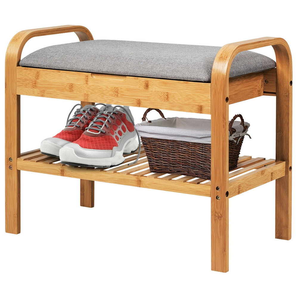 Bamboo Shoe Rack Bench With Storage Shelf SpaceSaving Solution For Entryway Hallway Bedroom 5