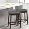 Set of 2 24-Inch Height Backless Counter Stool with Footrest, Padded Saddle Seat & Solid Wood Legs for Kitchen or Bar