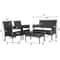 4 Pieces Patio Rattan Cushioned Sofa Set with Tempered Glass Coffee Table, Outdoor PE Wicker Furniture for Garden