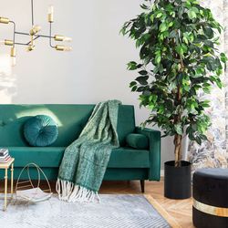6 feet artificial ficus silk tree indoor plant decor with natural trunk & 1008 leaves, tall faux greenery for home