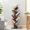 8-Tier Free Standing Tree Bookshelf, Space-Saving Wood Bookcase for Home Office Bedroom, Modern Vertical Display Shelf
