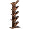 8-Tier Free Standing Tree Bookshelf, Space-Saving Wood Bookcase for Home Office Bedroom, Modern Vertical Display Shelf