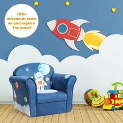 kids elephant astronaut crocodile lion upholstered sofa chair with armrest, cozy toddler couch for reading, playing