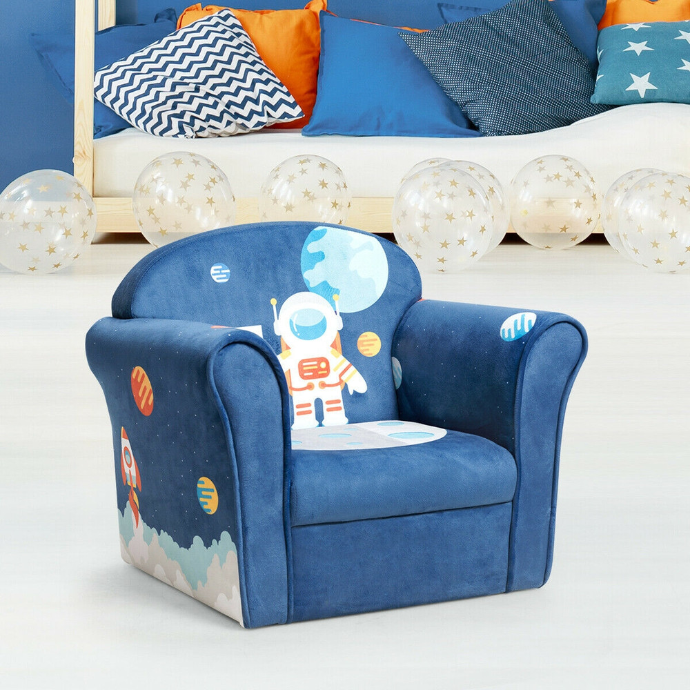 Kids Elephant Astronaut Crocodile Lion Upholstered Sofa Chair with Armrest, Cozy Toddler Couch for Reading, Playing