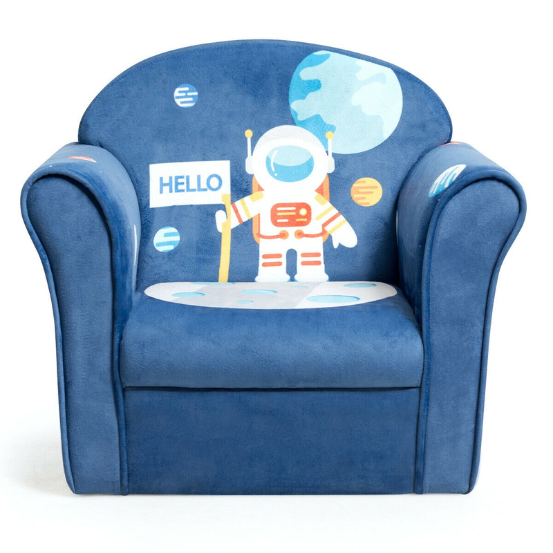 Kids Elephant Astronaut Crocodile Lion Upholstered Sofa Chair with Armrest, Cozy Toddler Couch for Reading, Playing